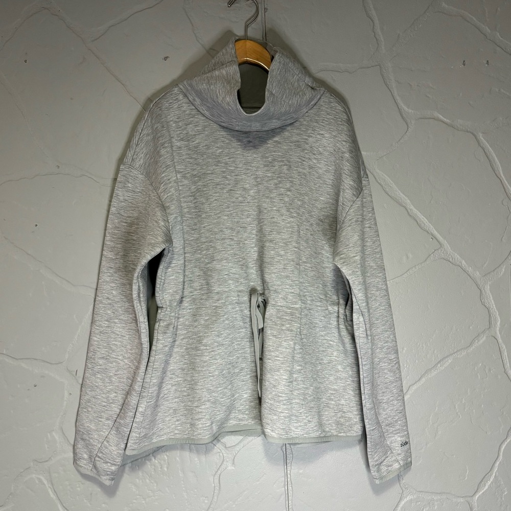 Zuda Gray Mock Neck Drawstring Waist Top